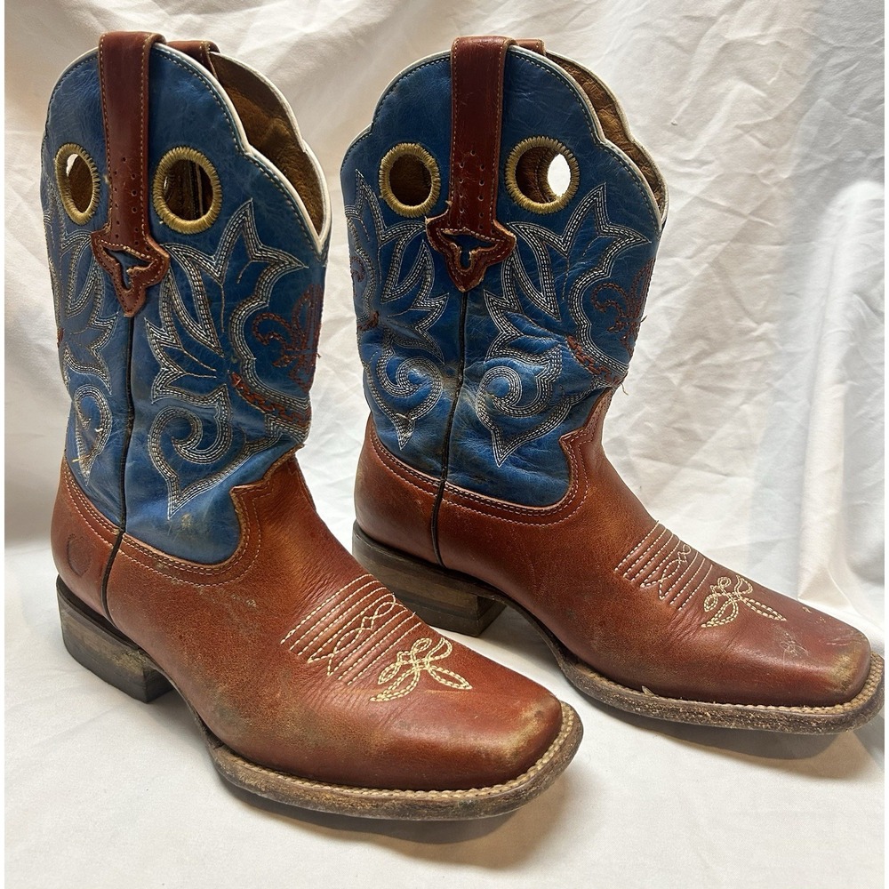 Blue & Brown Cowboy Western Boots Mens 7 Womens 9 US